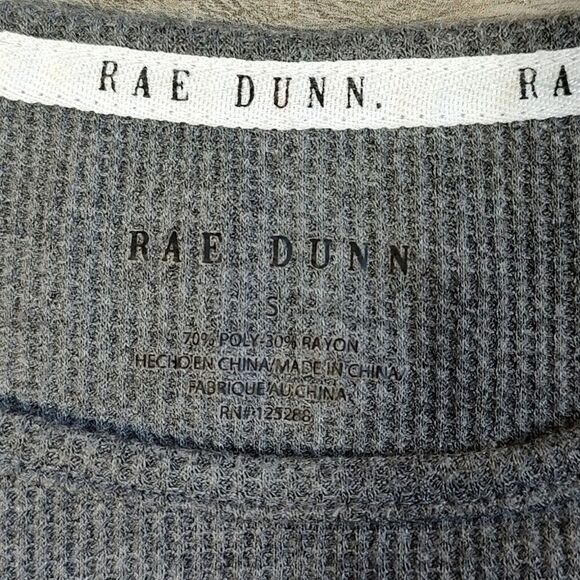 Rae Dunn Size Small Women's‎ "Cozy" Long Sleeve Waffle Lettuce Hem Pajama Top - Picture 9 of 11